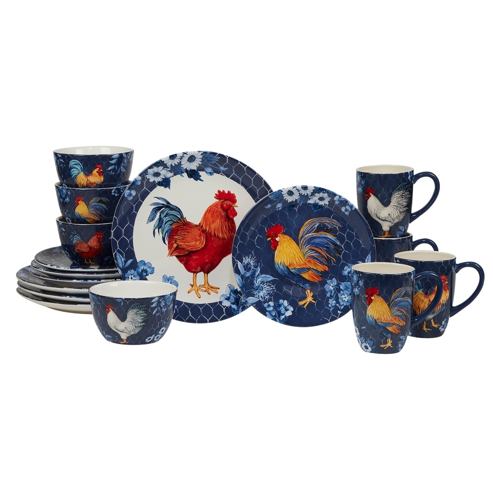 Multicolor 11-Inch Certified International Rustic Rooster Dinner Plate Set of 4 44135SET/4 Multicolor 11-Inch Certified International Rustic Rooster Dinner Plate Set of 4 44135SET/4